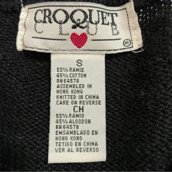 Black Beaded Knit Cardigan Floral Embellished Long Sleeve Button Up Star Sweater - Picture 9 of 10